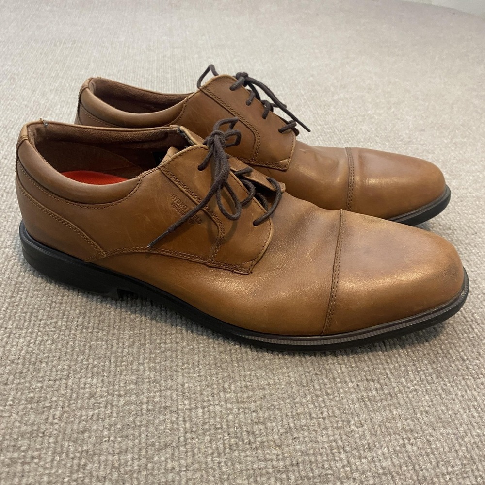 Rockport Shoes Mens Size 12 Brown Leather Derby Dress Waterproof V81479